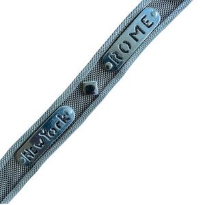 Vtg Mesh Metal Chain Belt Silver Size Small Paris New York Rome Industrial Y2K